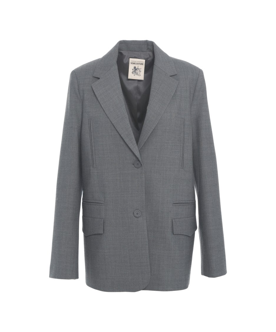 Semi Couture Oversized Single-Button Gray Blazer