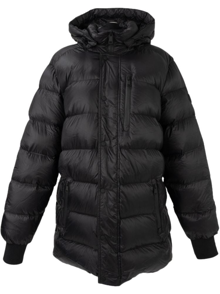 Sergio Moretti Black Quilted Hooded Nylon Down Jacket