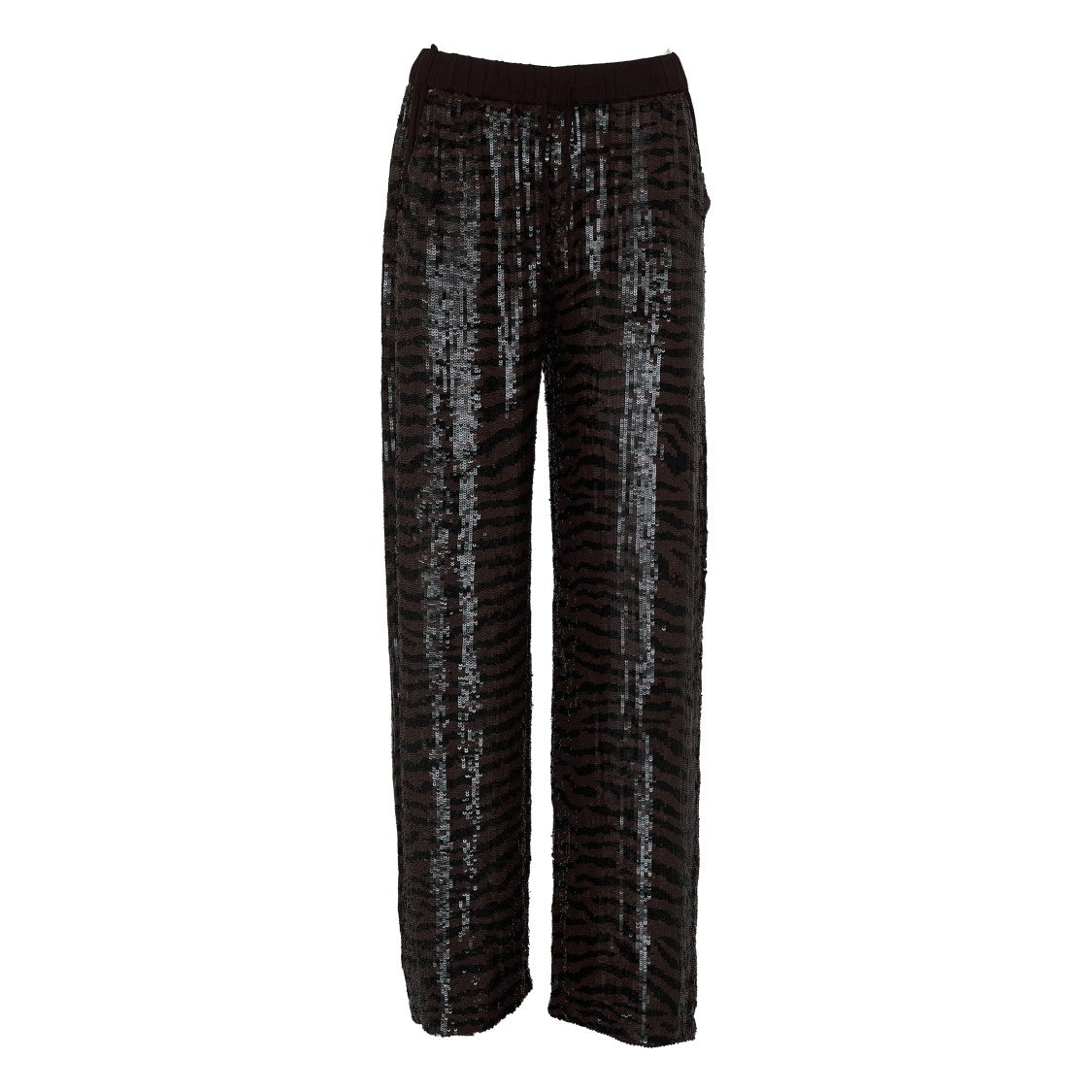 Parosh Zebra Full Sequin Overlay Drawstring Pants