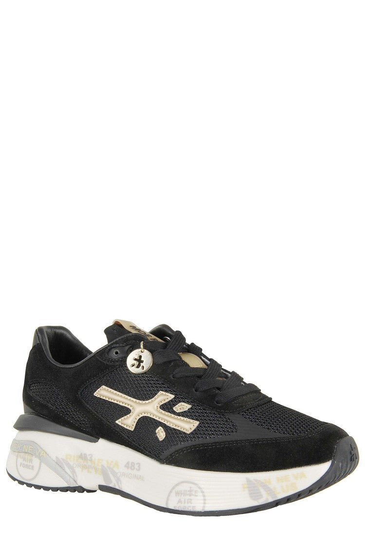 Premiata Round Toe Sneakers With Suede Inserts