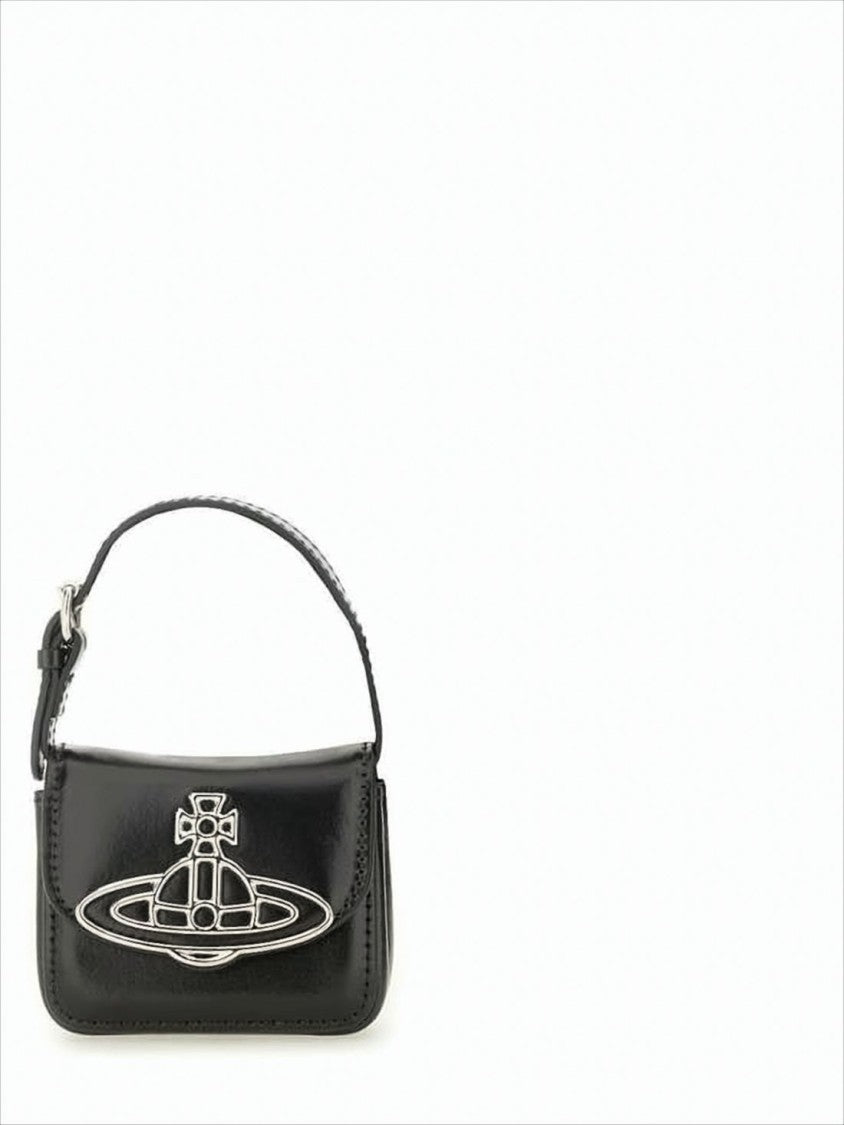 Vivienne Westwood Structured Leather Shoulder Bag With Metallic Emblem