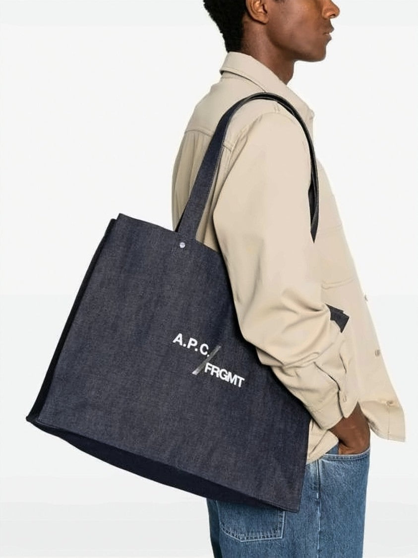 A.P.C. Spacious Denim Tote Bag With Reinforced Handles