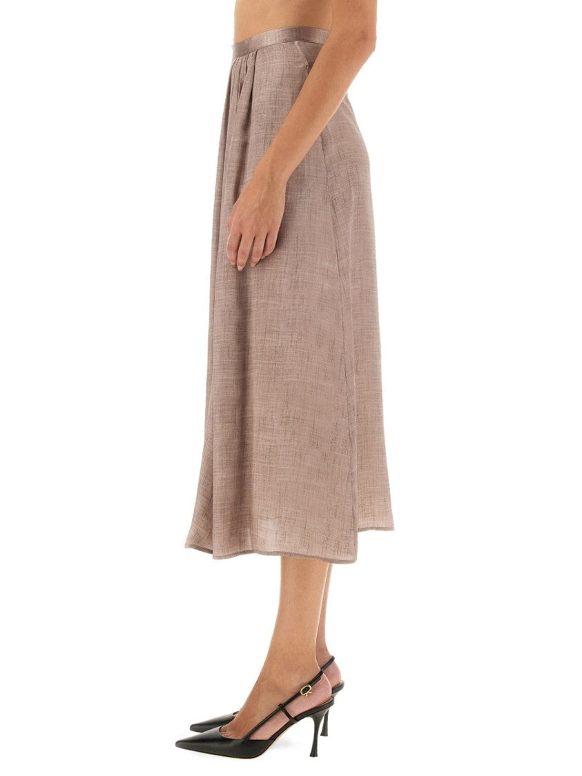 Kiton Flowing Midi Skirt In Silk-Viscose Blend