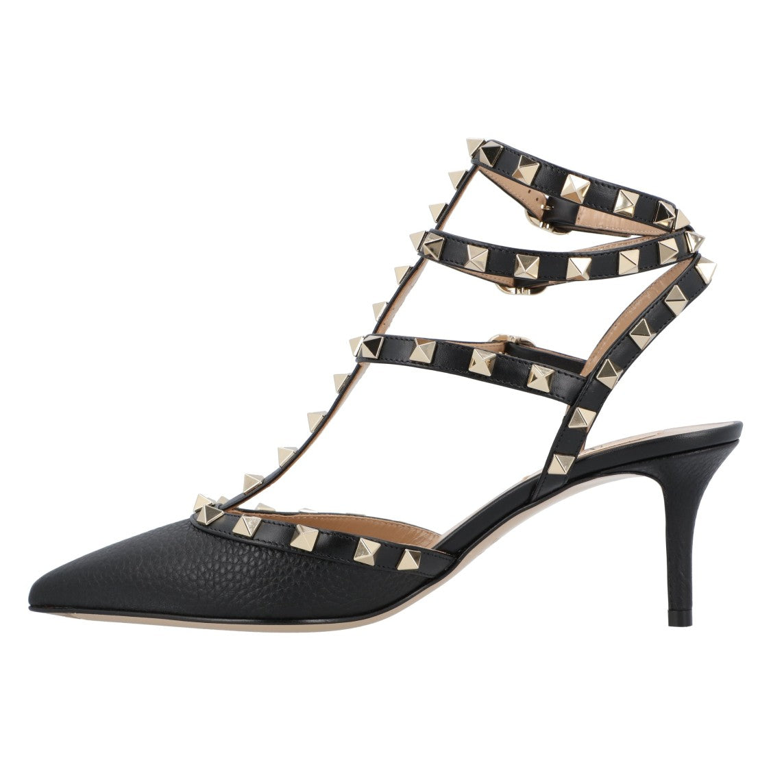 Valentino Rockstud Décolleté Heels With Woven Leather Design