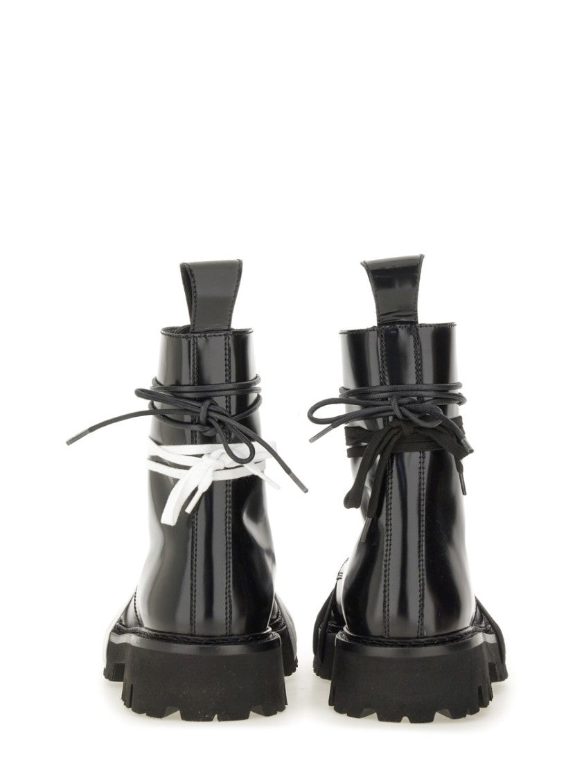 Moschino High-Shine Lace-Up Boots