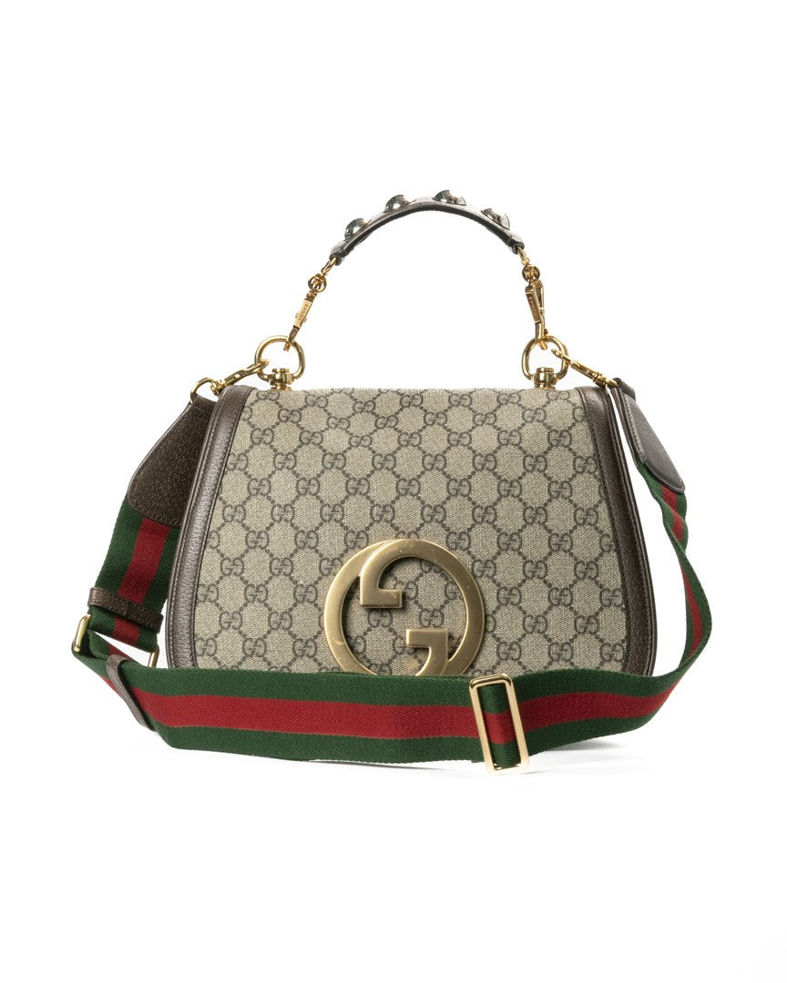 Gucci Medium Gg Supreme Canvas Handbag With Gold Hardware