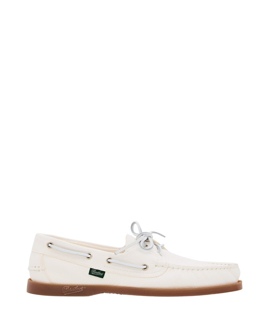 Paraboot Barth White Leather Loafers With Durable Rubber Sole