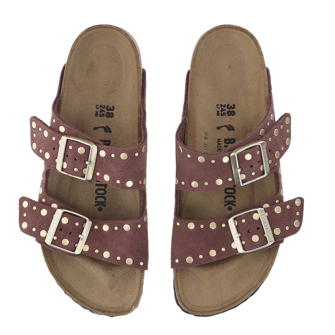 Birkenstock Arizona Rivet Suede Sandals With Adjustable Buckled Straps