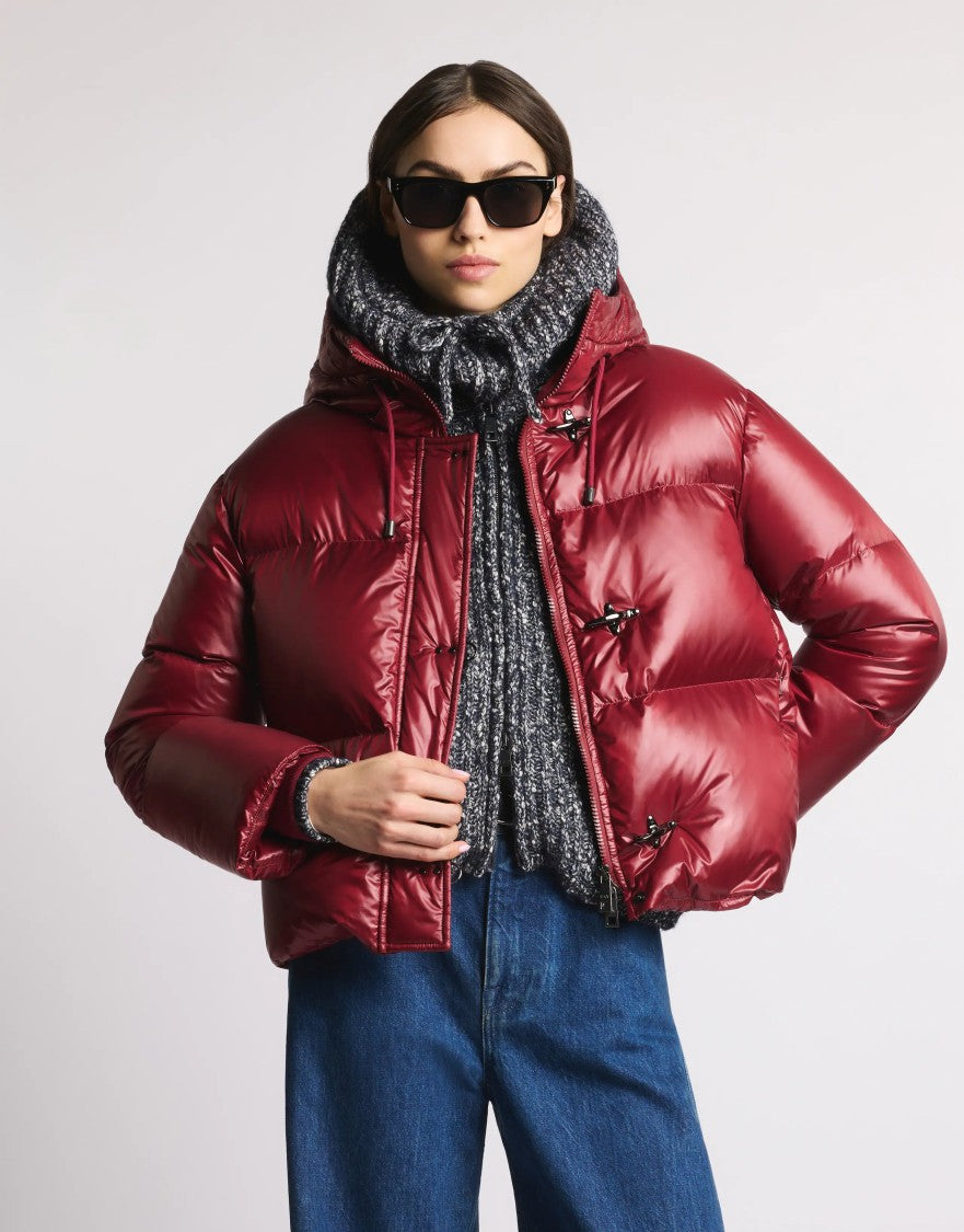 Fay Cardinal Red Puffer Jacket With Hood