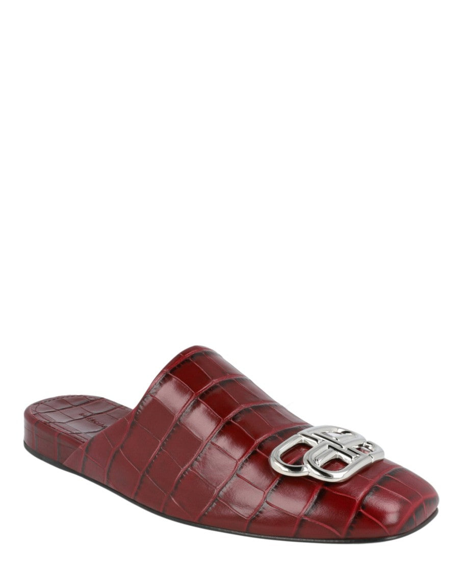 Balenciaga Croc Embossed Leather Cosy Bb Mule