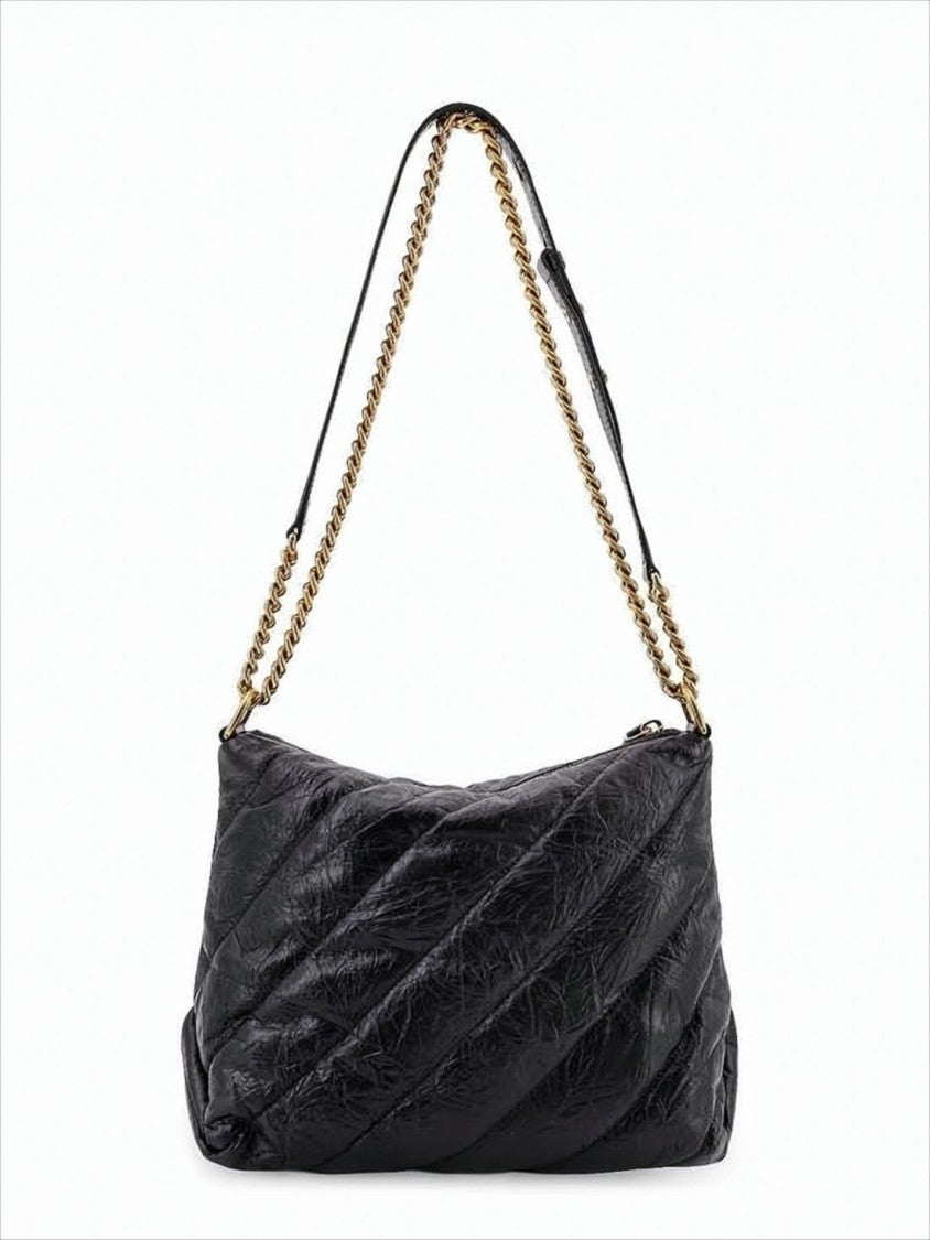 Balenciaga Quilted Calfskin Leather Shoulder Bag With Double Chain Strap