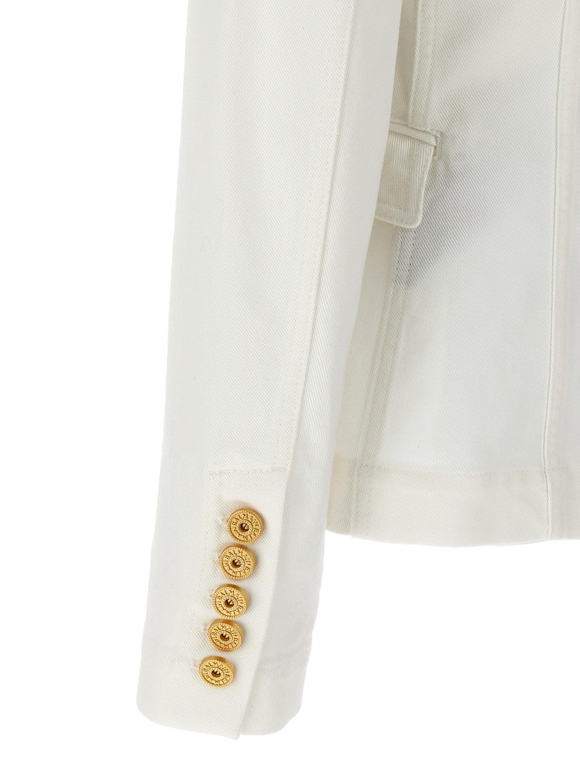 Balmain Double-Breasted Denim Blazer