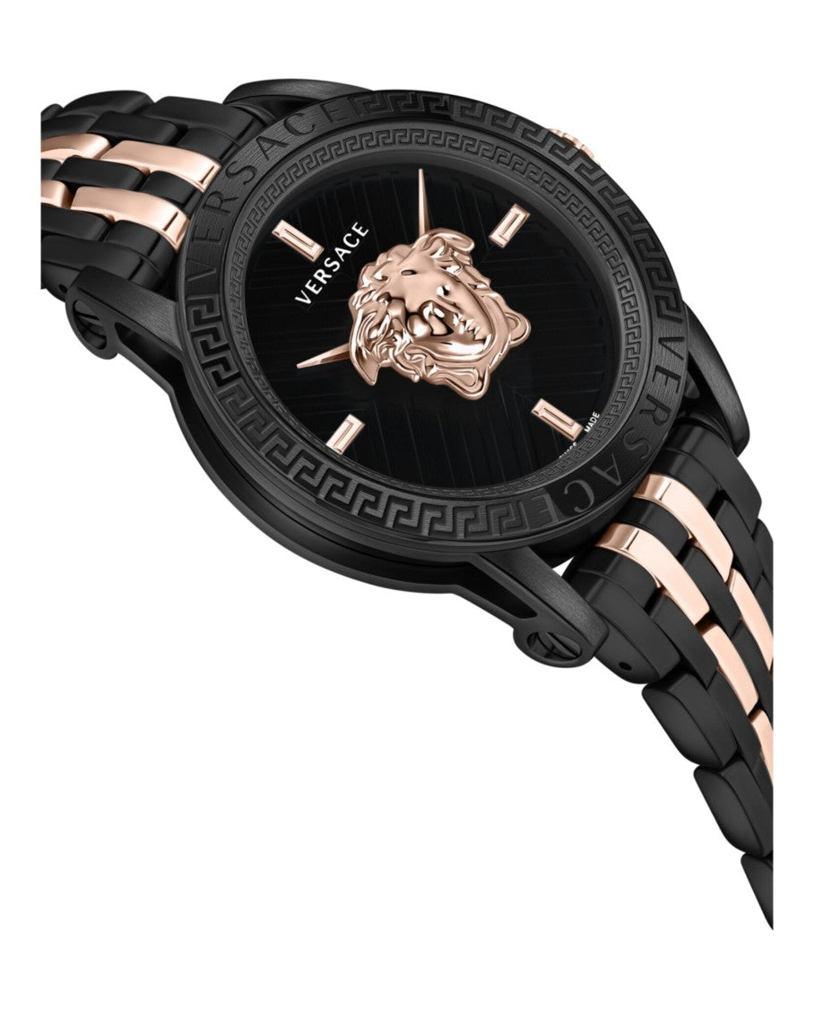 Versace Versace V-Code Bracelet Watch With Black Guilloche Dial