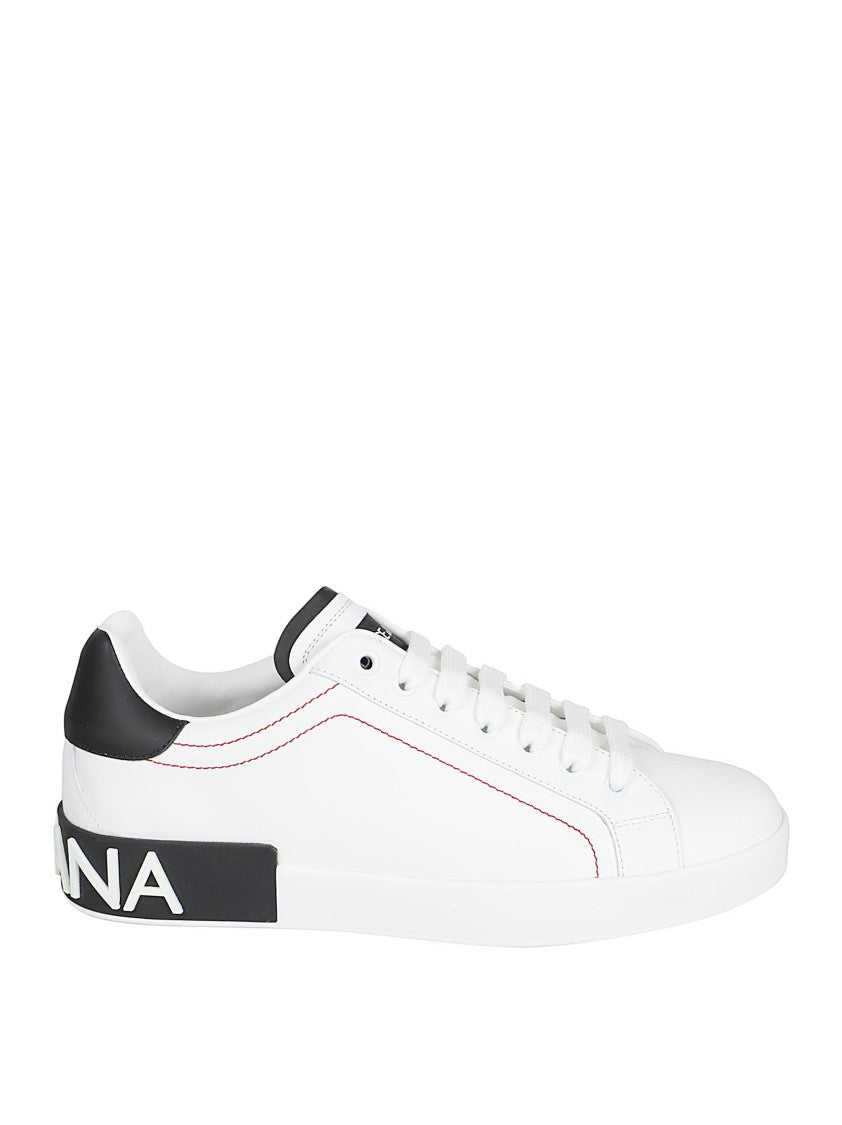 Dolce & Gabbana Smooth Leather Sneakers With Contrasting Stitching