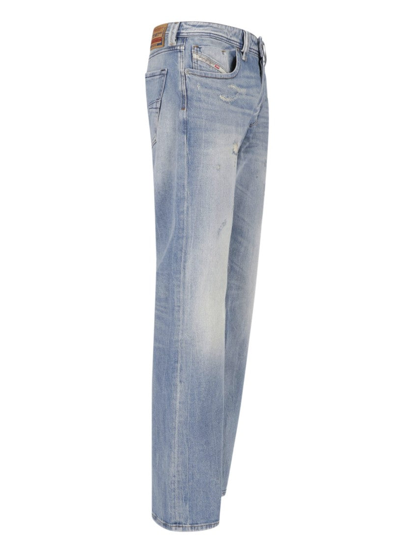 Diesel Light Blue Distressed Jeans With Classic Five-Pocket Design