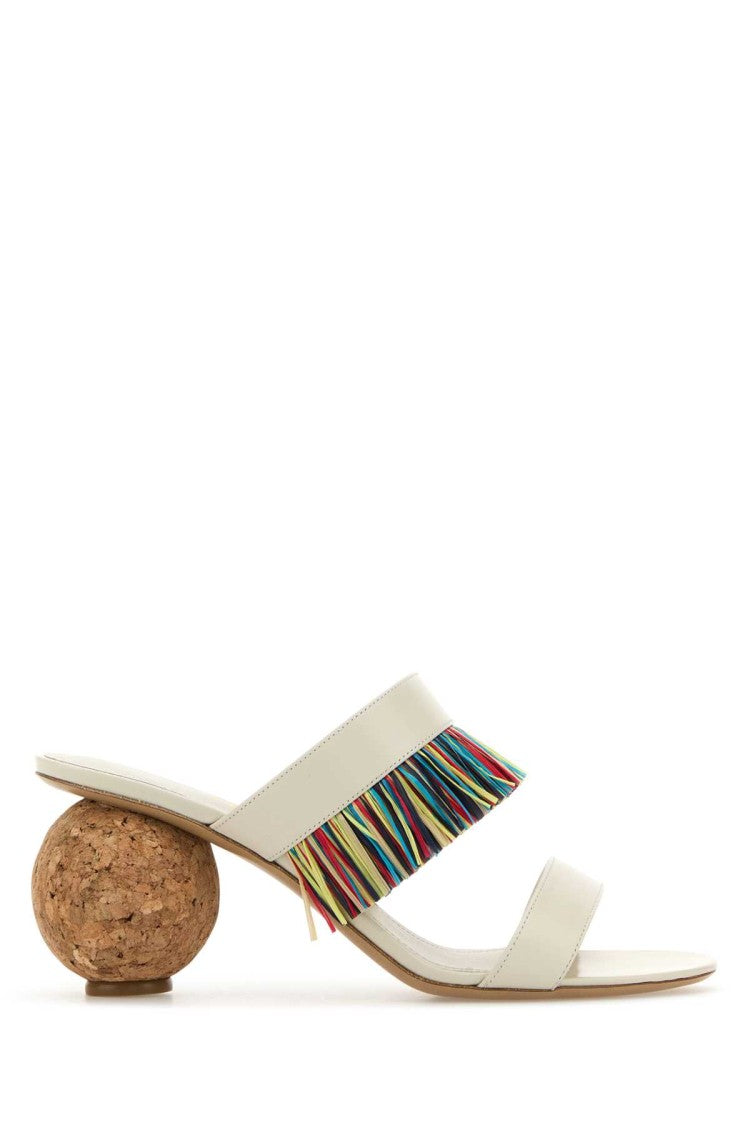 Salvatore Ferragamo Ivory Leather Mules