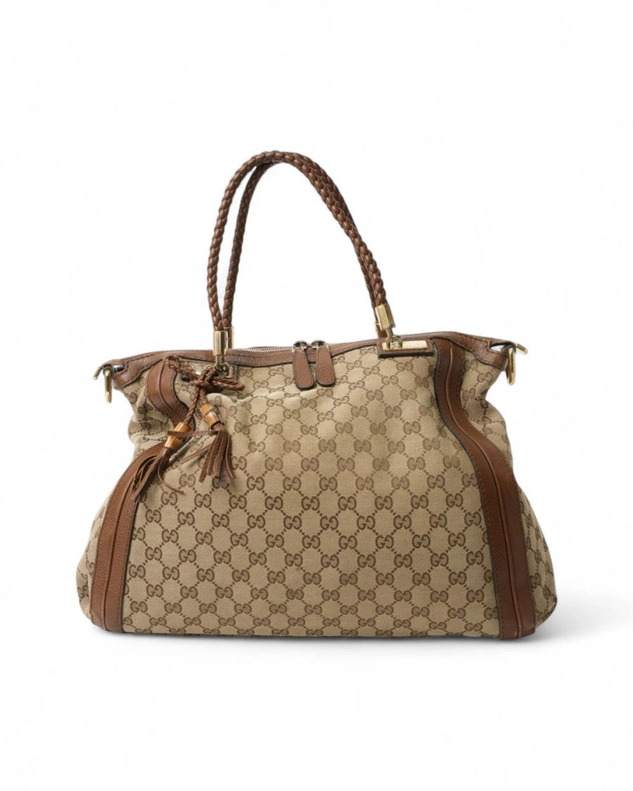 Gucci Large Shopper Square Bag With Bamboo Handle