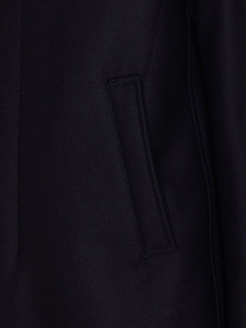 Herno Dark Blue Coat With Shearling Collar