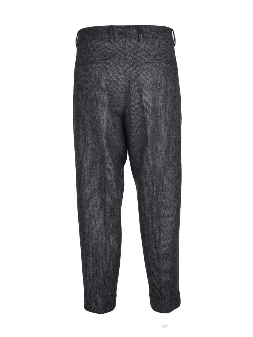 Berwich Grey Virgin Wool Herringbone Formal Pants