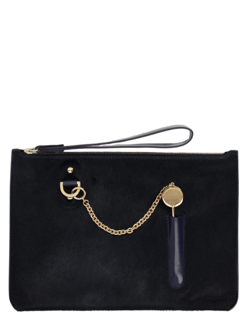 Sophie Hulme Rectangular Pouch With Gold Chain Detail And Wrist Strap