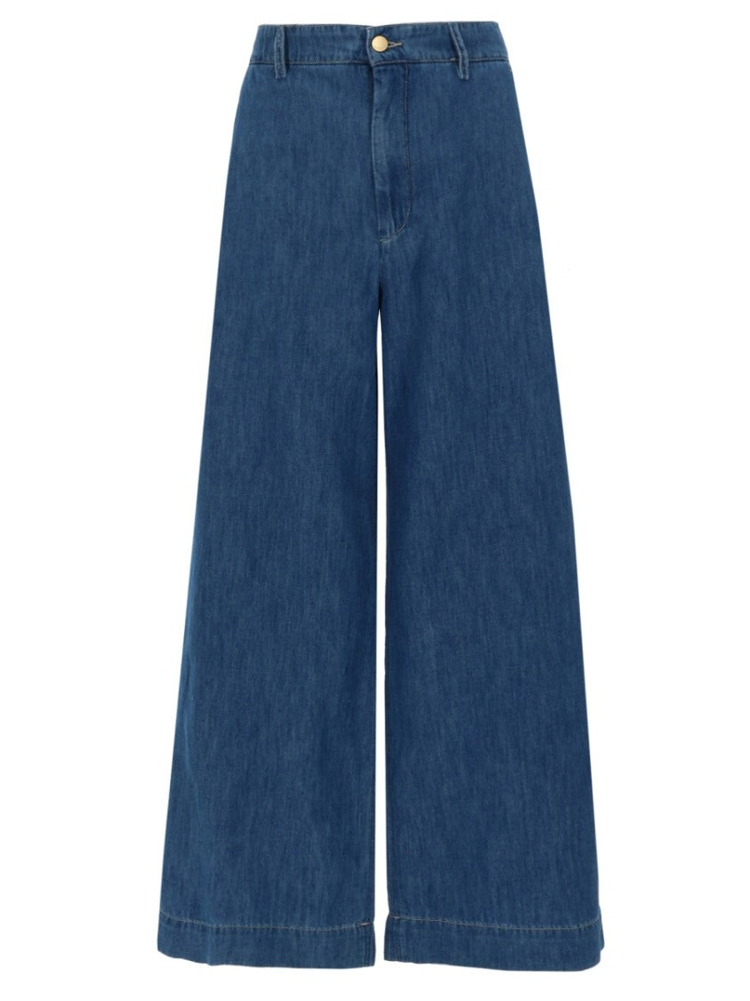 Max Mara Wide-Leg Jeans With High Waist And Classic Medium Blue Wash