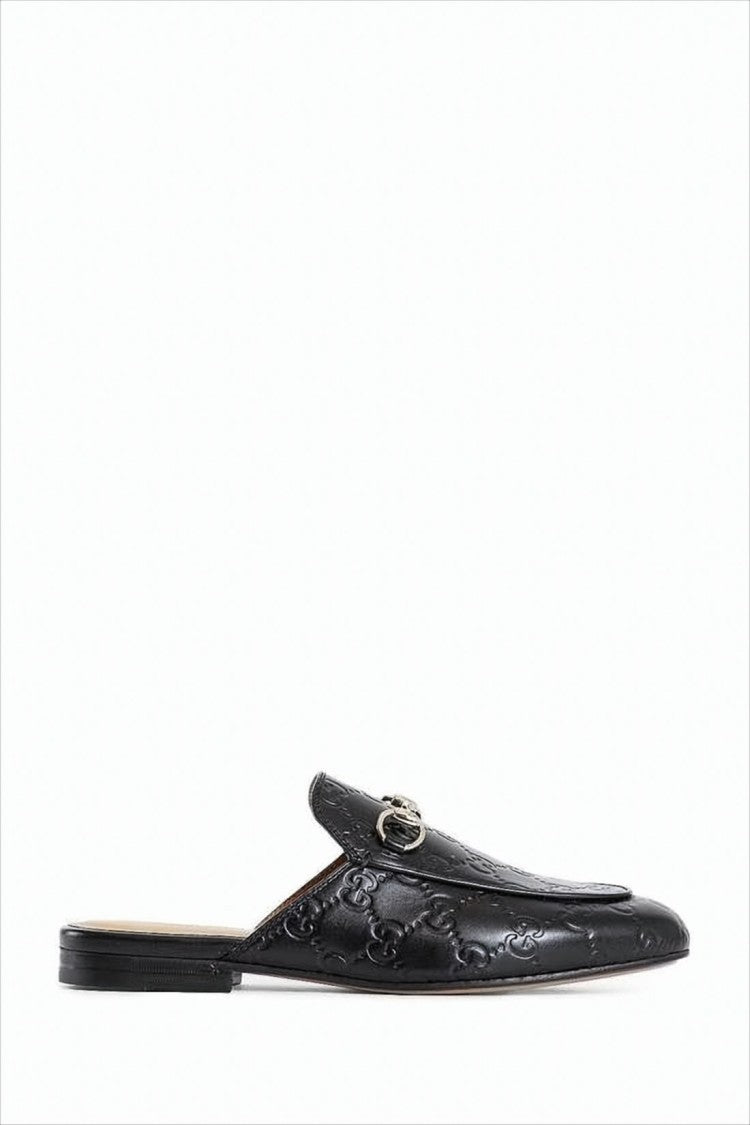 Gucci Embossed Leather Slip-On Mules