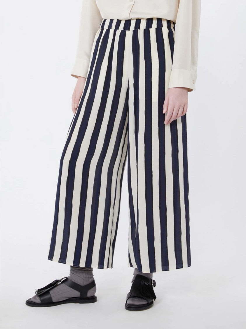 Max Mara Wide-Leg Pants With Vertical Stripes And Elastic Waistband