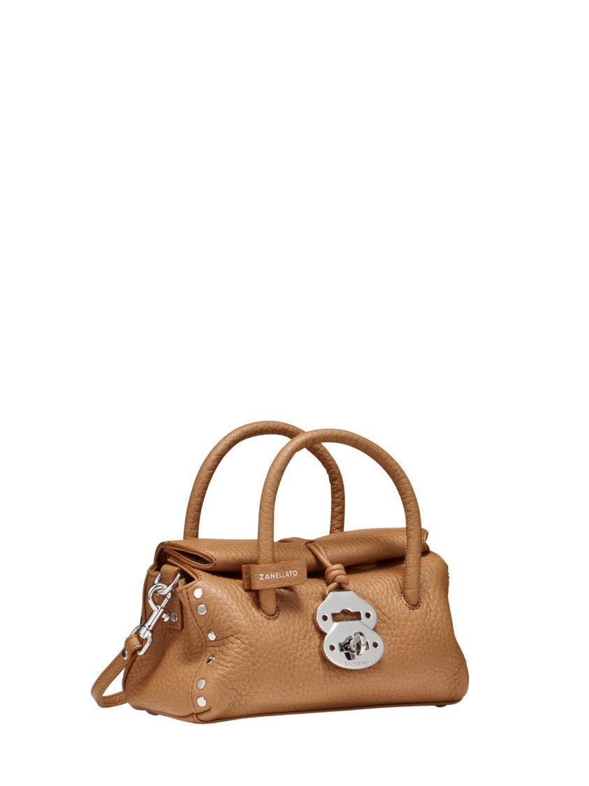 Zanellato Brown Silver-Tone Hardware Textured Leather Shoulder Bag
