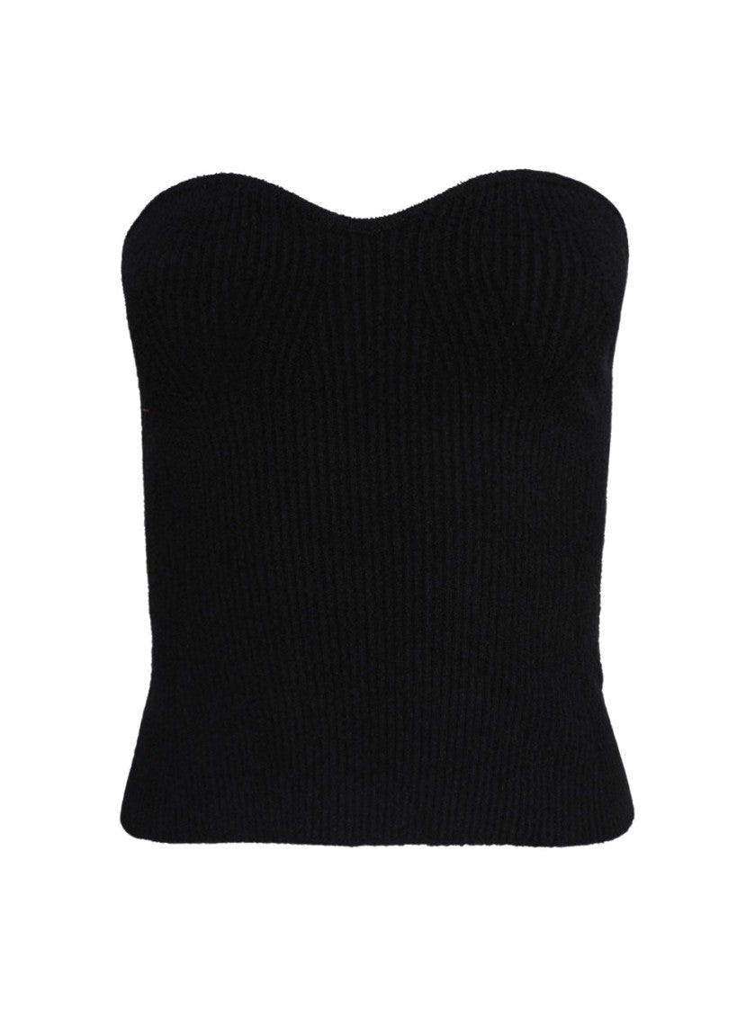 Wardrobe.Nyc Textured Rib Knit Bandeau With Heart-Shaped Neckline