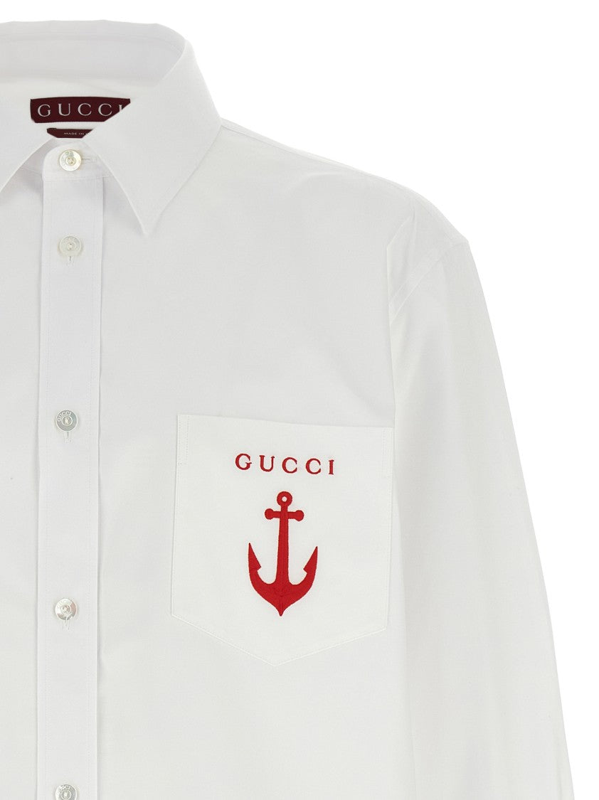 Gucci Cotton Poplin Shirt With Logo Embroidery