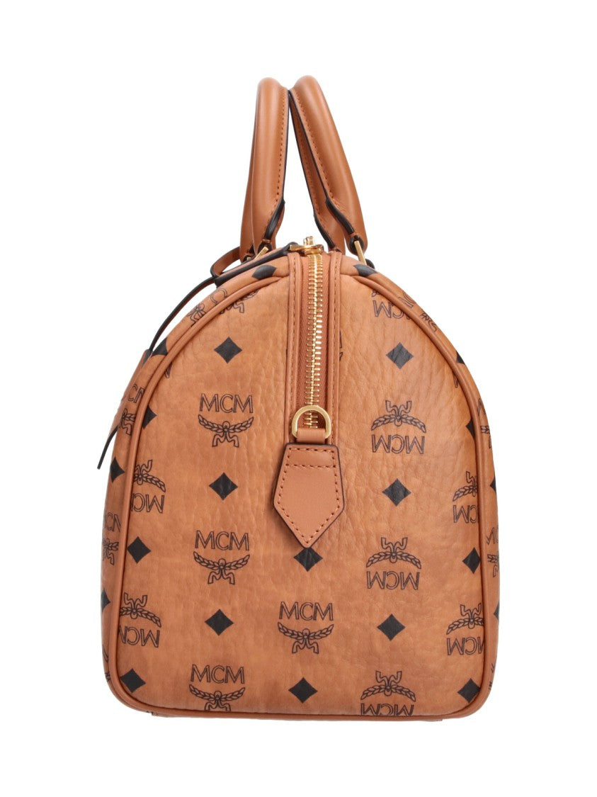 Mcm Brown Ella Boston Monogram Visetos Handbag