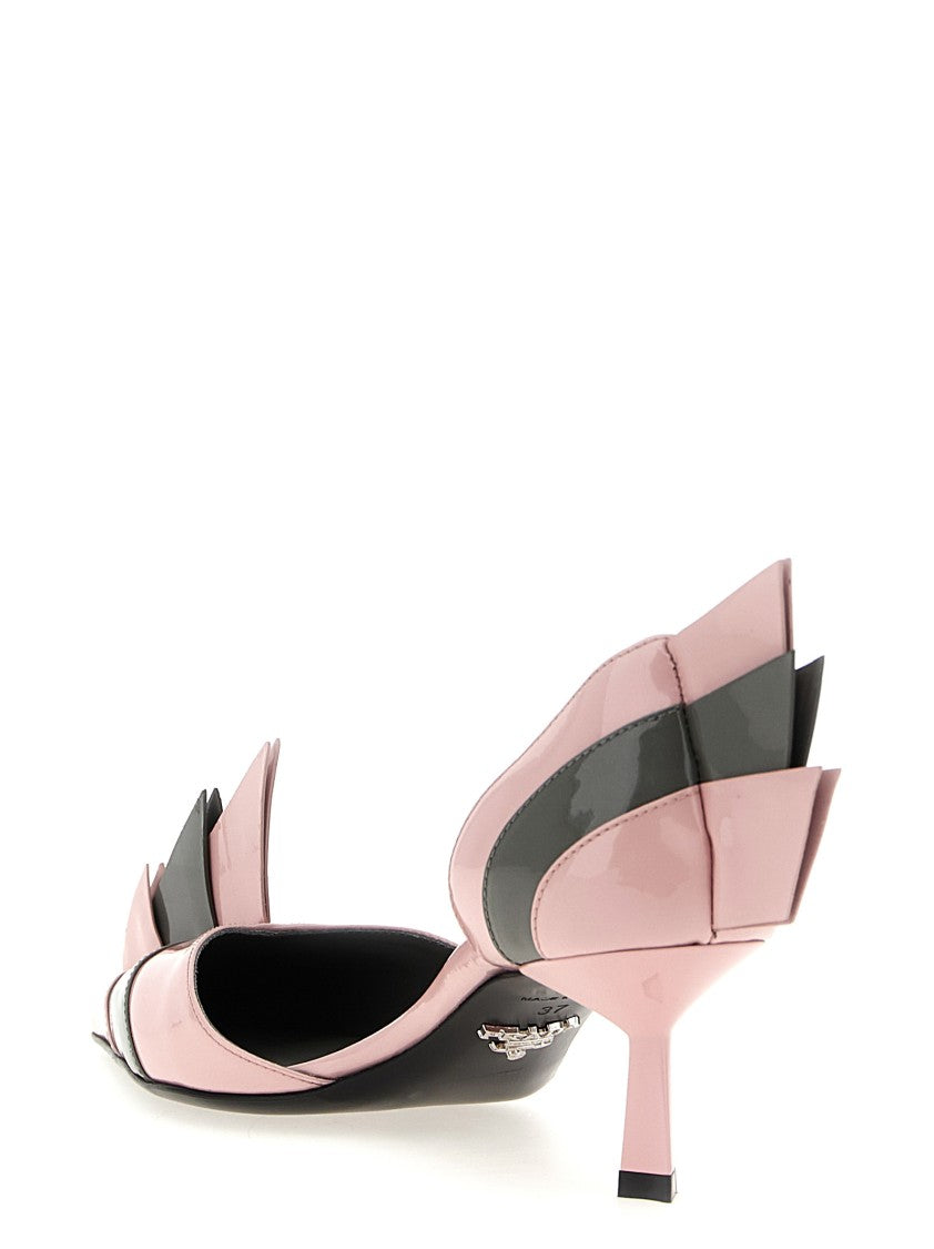 Prada Two-Tone Patent Leather Pumps With Sculptural Detailing