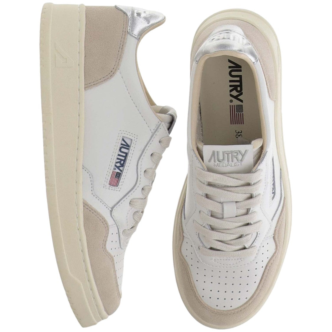 Autry Medalist Leather Sneakers With Suede Inserts