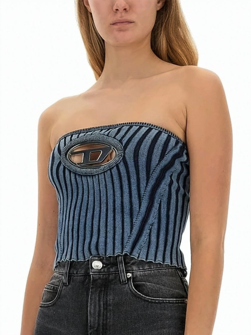 Diesel Ribbed Strapless Tank Top With Distinctive Cutout