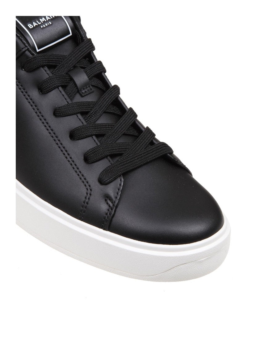 Balmain B Court Sneakers In Black Calfskin