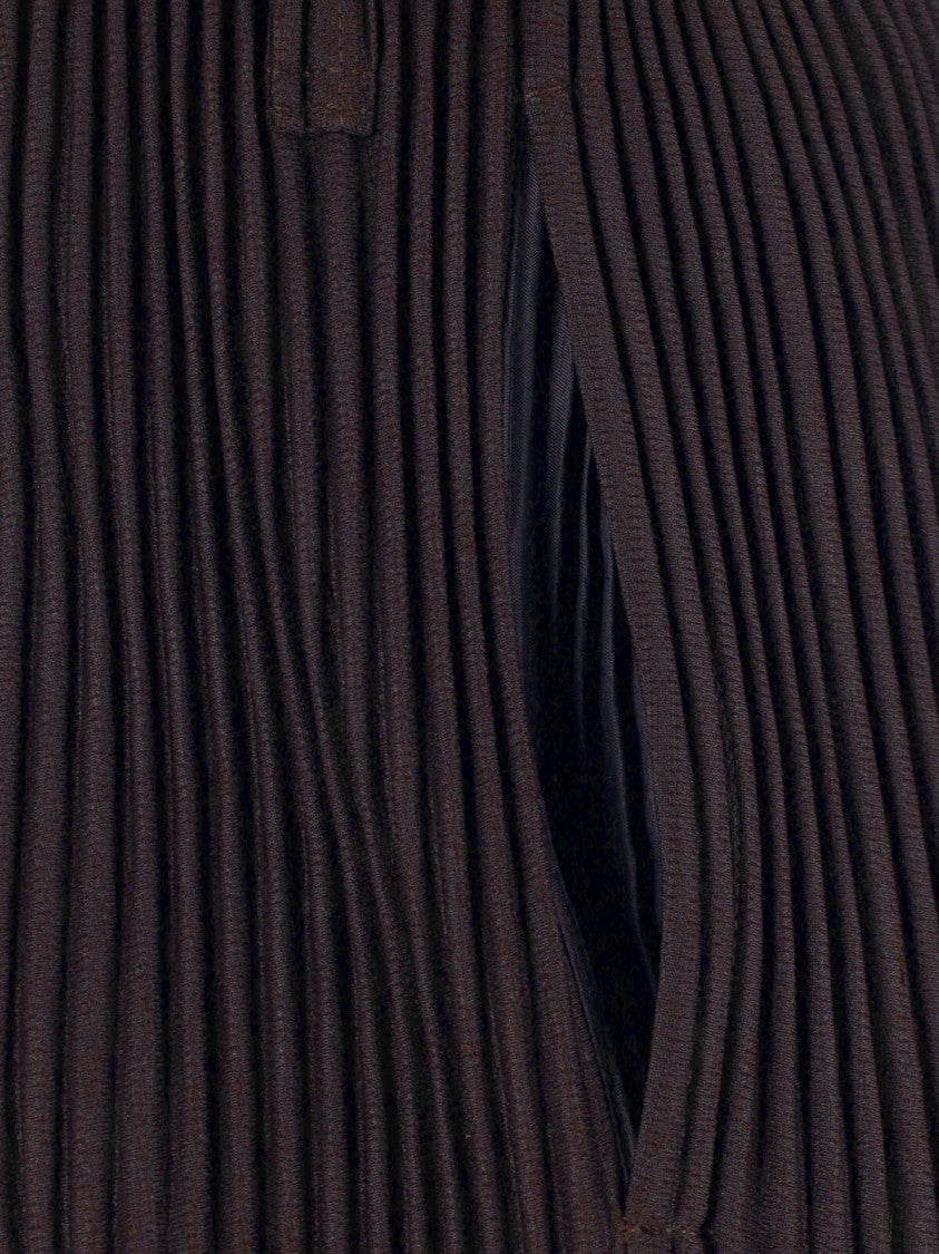 Homme Plissé Issey Miyake Brown Pleated Adjustable Waist Straight-Leg Pants