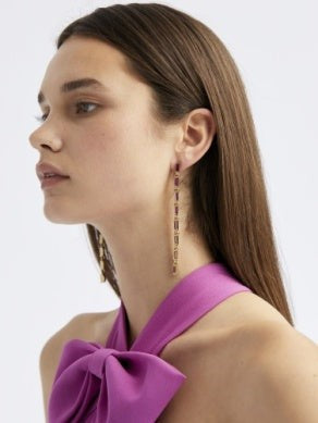 Oscar De La Renta Crystal Baguette Strand Earrin