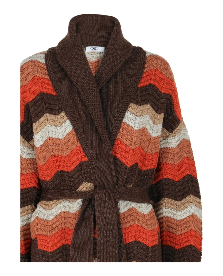 M Missoni Chevron-Patterned Belted Cardigan