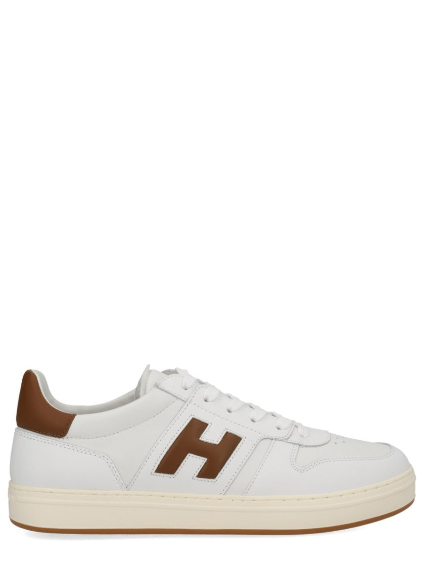 Hogan White H Logo Leather Accent Sneakers