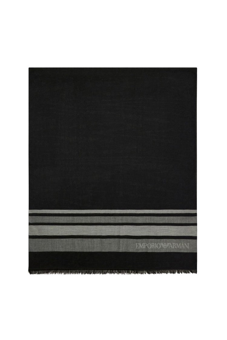 Emporio Armani Black Modal-Blend Woven Scarf