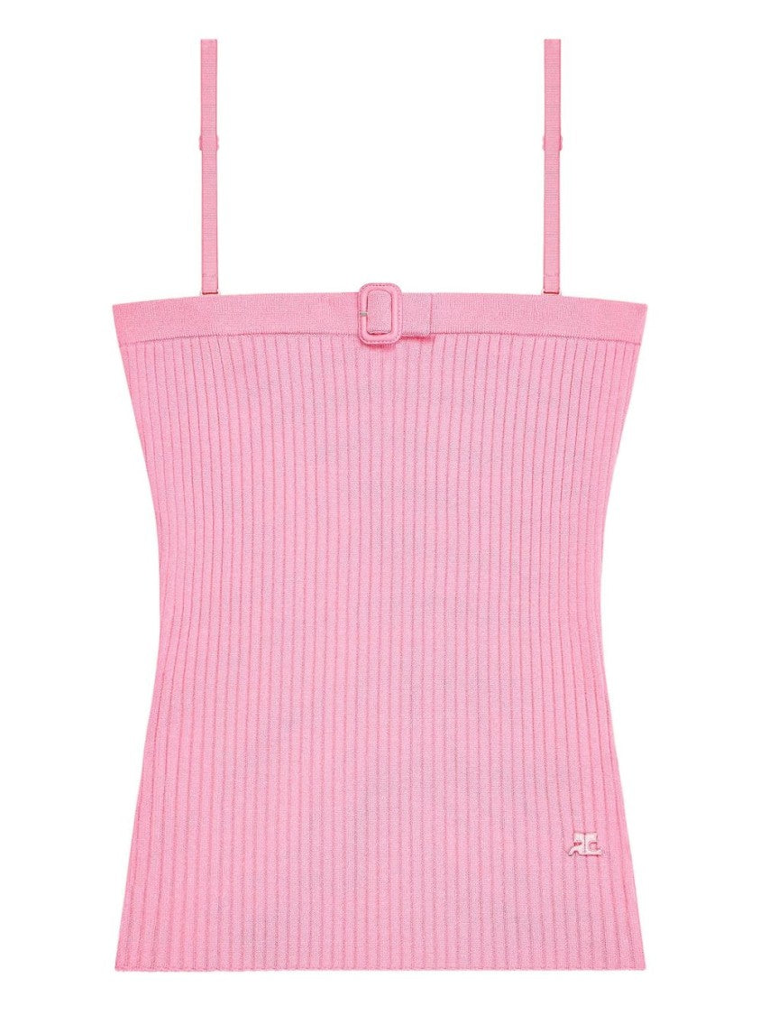 Courrèges Fitted Ribbed Knit Top With Adjustable Straps