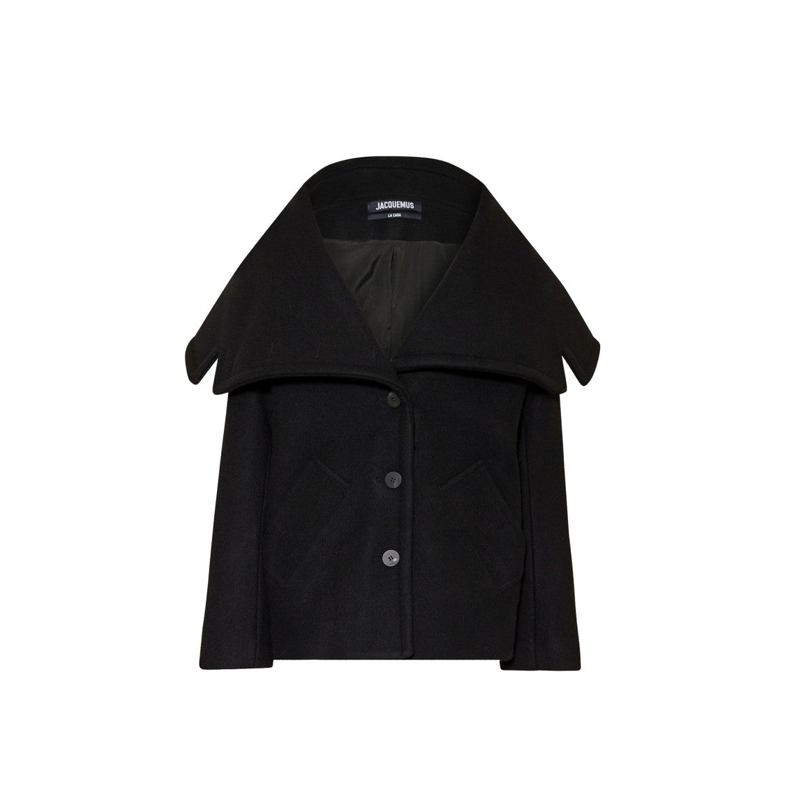 Jacquemus Draped-Collar Winter Wool Twill Jacket