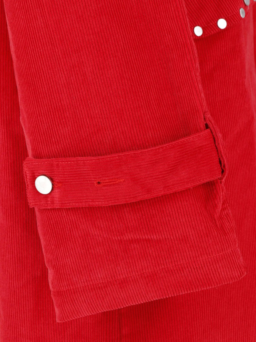 Gimaguas Red Joaquin Ribbed Velvet Studded Coat