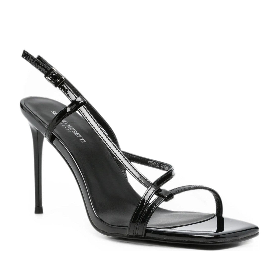 Sergio Moretti Black High-Heeled Patent Leather Sandals
