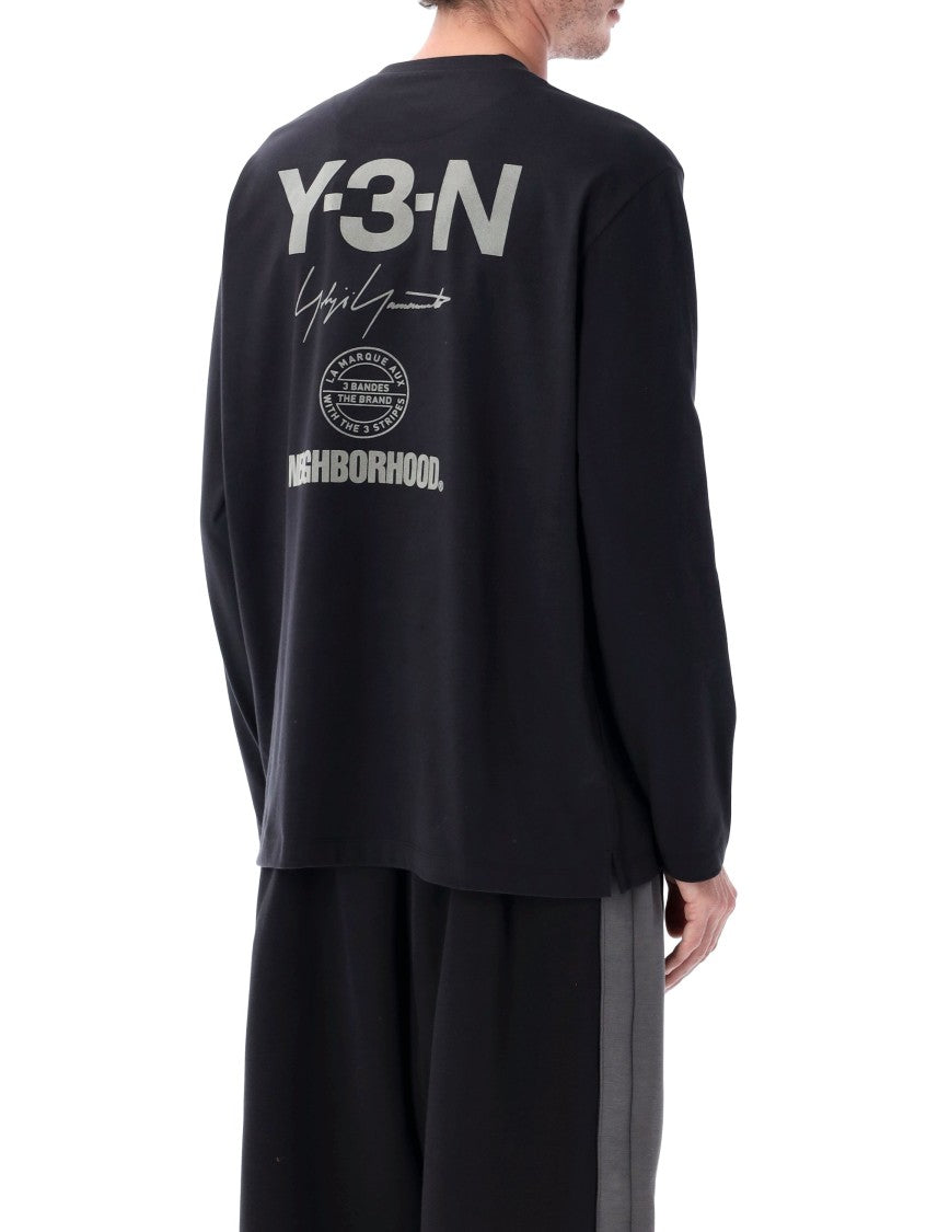 Y-3 X Neighborhood Y-3 Nbhd Long Sleeve Black Cotton T-Shirt