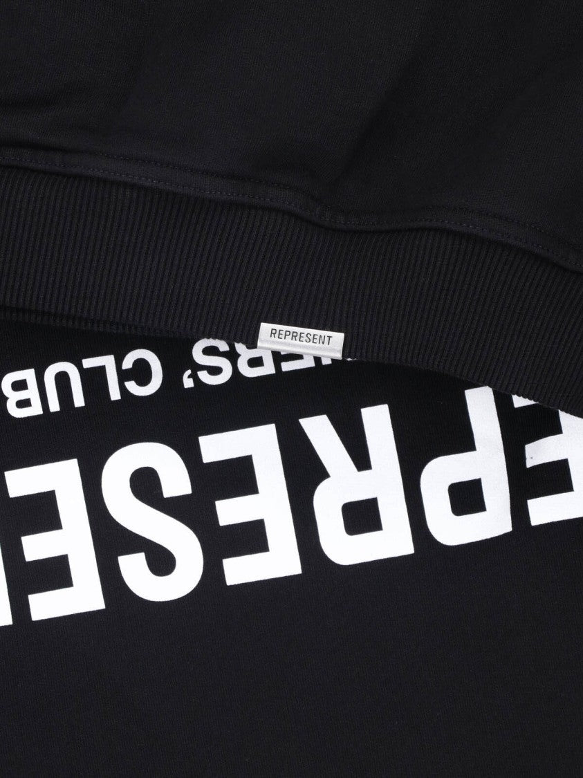 Represent Black Cotton Logo Printed Sweatshirt