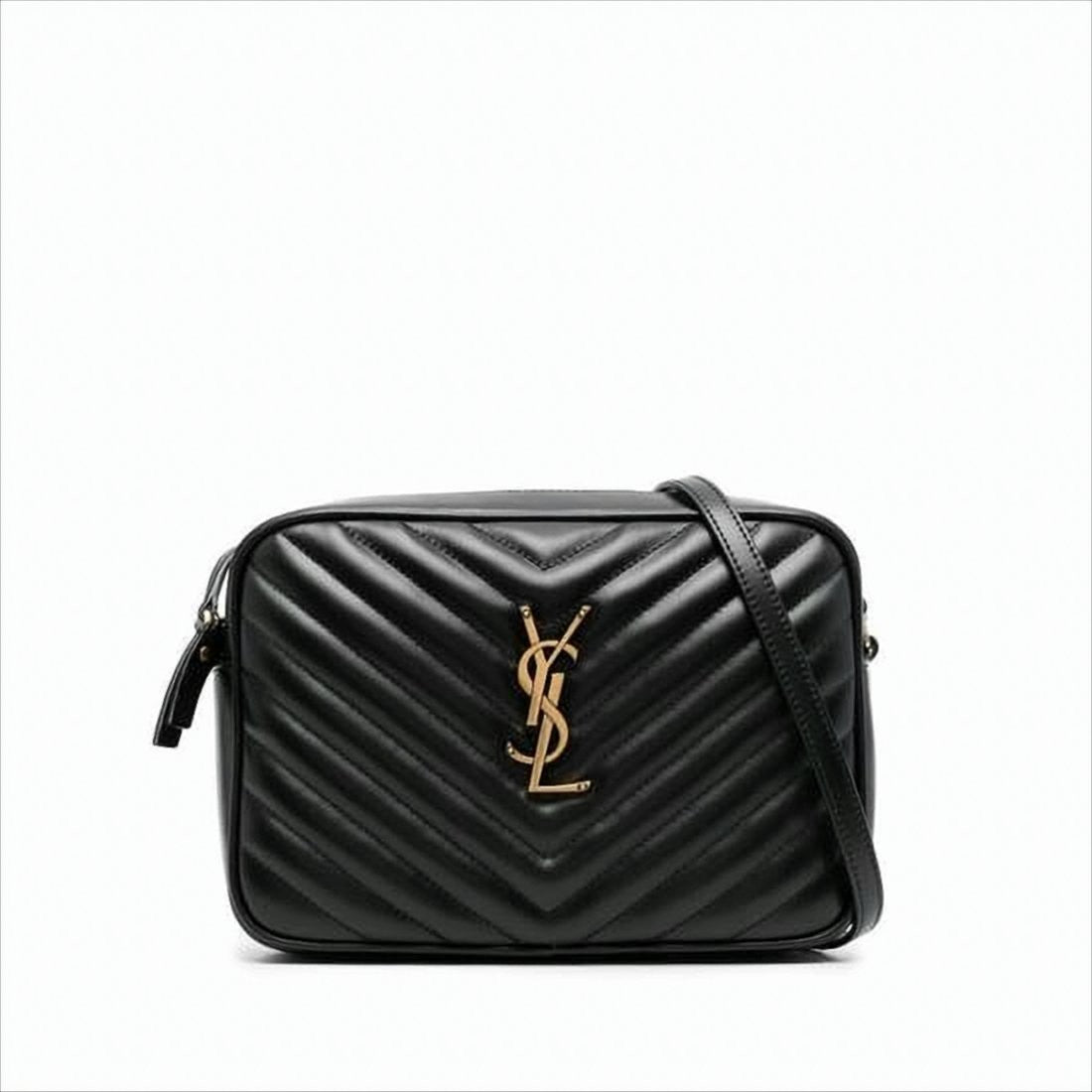 Saint Laurent Smooth Calf Leather Shoulder Bag With Chevron Quilting