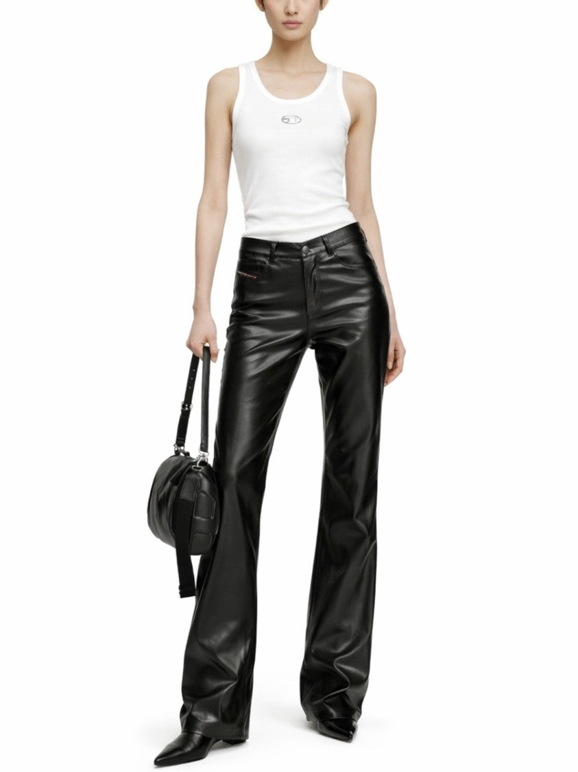 Diesel P-Lain Wide-Leg Leather-Like Finish Polyester Pants