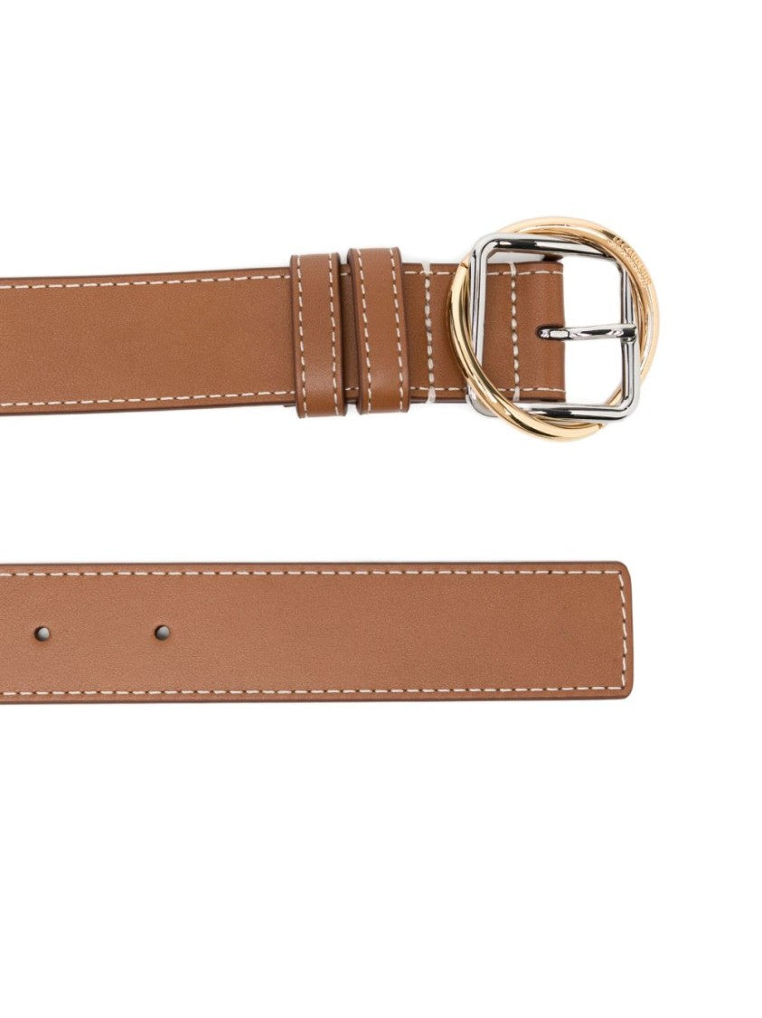 Jacquemus Brown Silver Tone Buckle Leather Belt