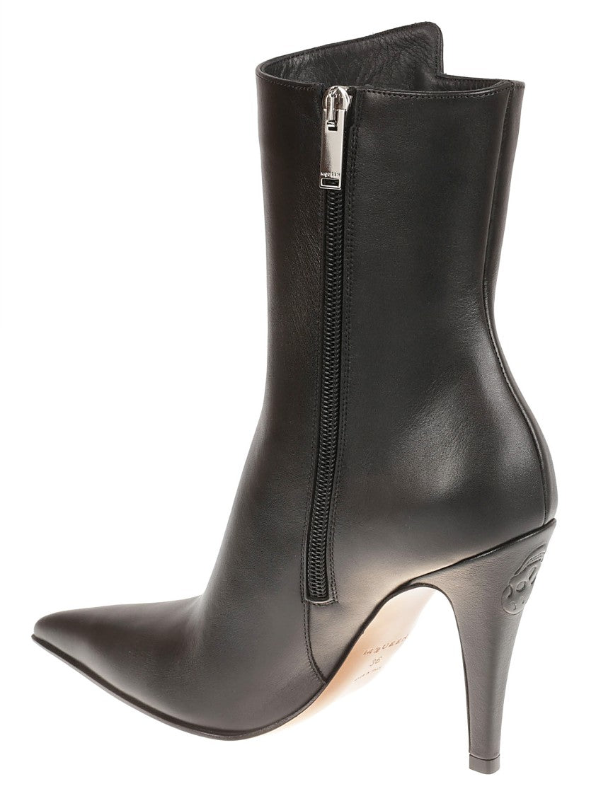 Alexander Mcqueen Pointed Toe Stiletto Black Boots
